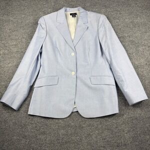 Brooks Brothers Blazer Womens 12 Blue Cotton Preppy Tailored Academia Career